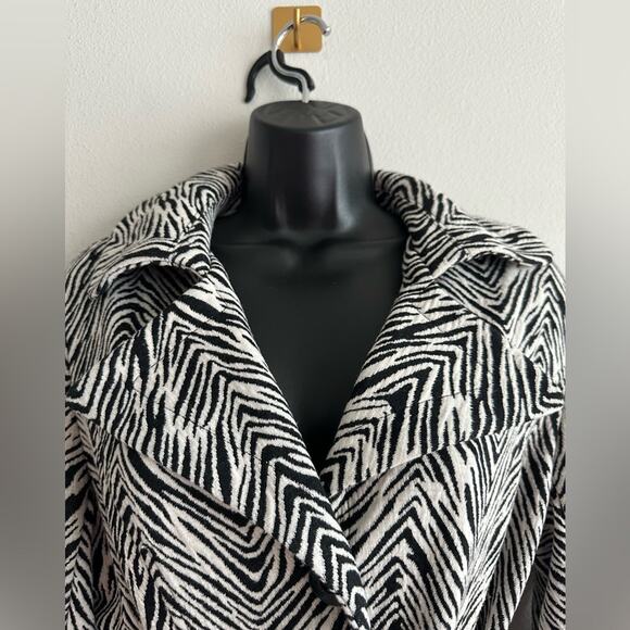 Vintage Carole Little Zebra Print Jacket | Belted Waist Peplum Blazer Size M - Picture 3 of 6